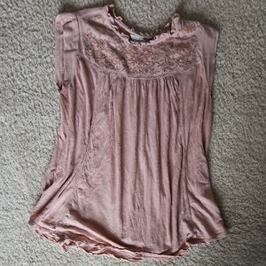 Lucky Brand Pink Embroidered Blouse